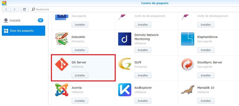 Figure 1: Git server sur un Synology