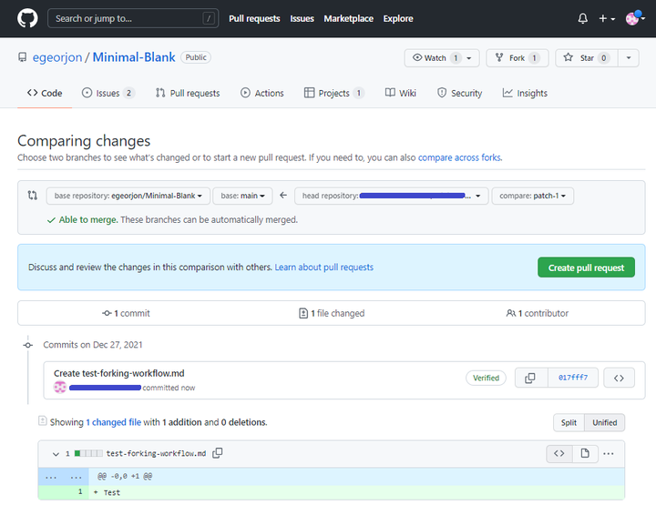 Figure 26: Nouveau fichier commité dans le dépôt de fork