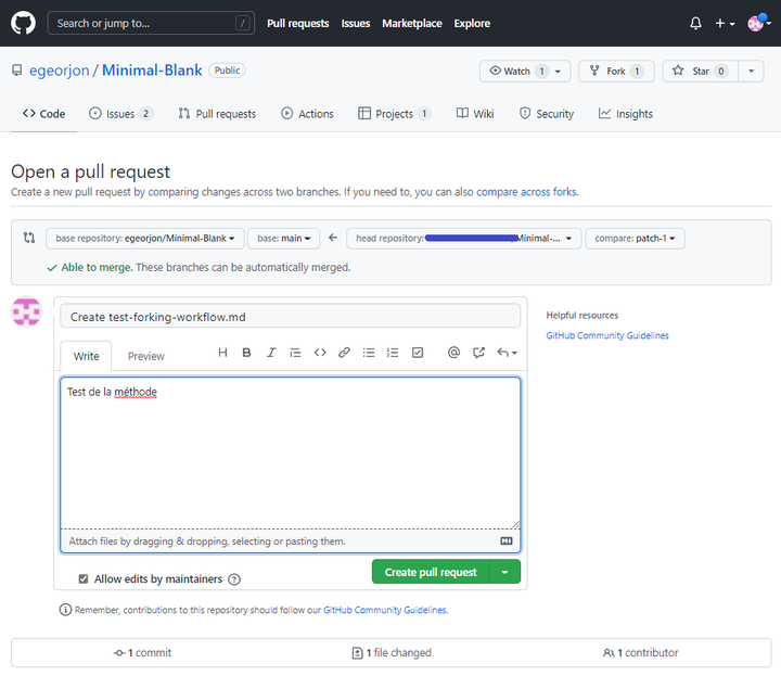Figure 27: Ouverture du pull request