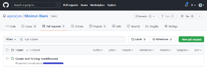 Figure 29: Pull request ouvert, depuis le dépôt de référence