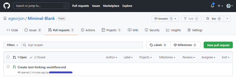Figure 29: Pull request ouvert, depuis le dépôt de référence
