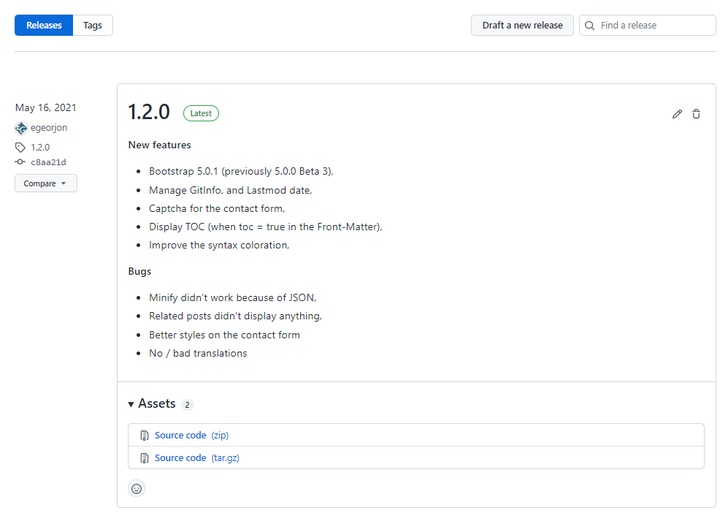 Figure 4: Liste des versions