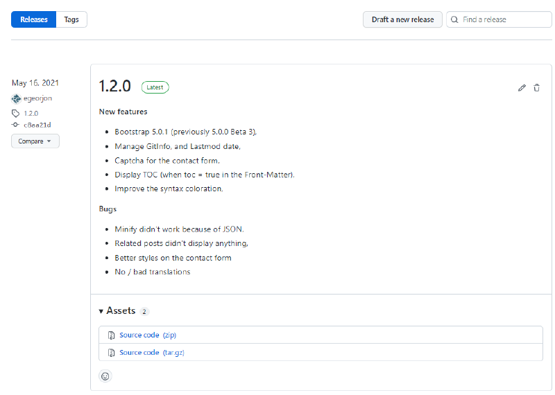 Figure 4: Liste des versions