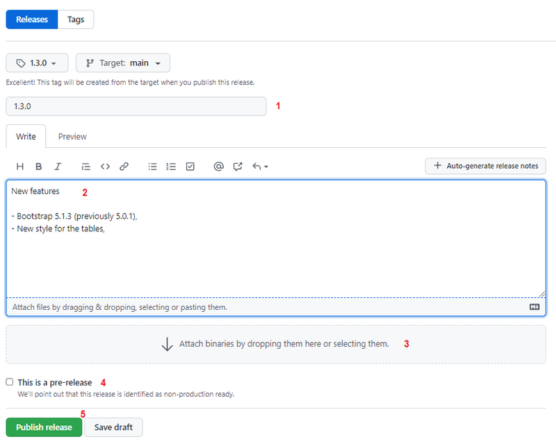 Figure 8: Compléter les informations de la release