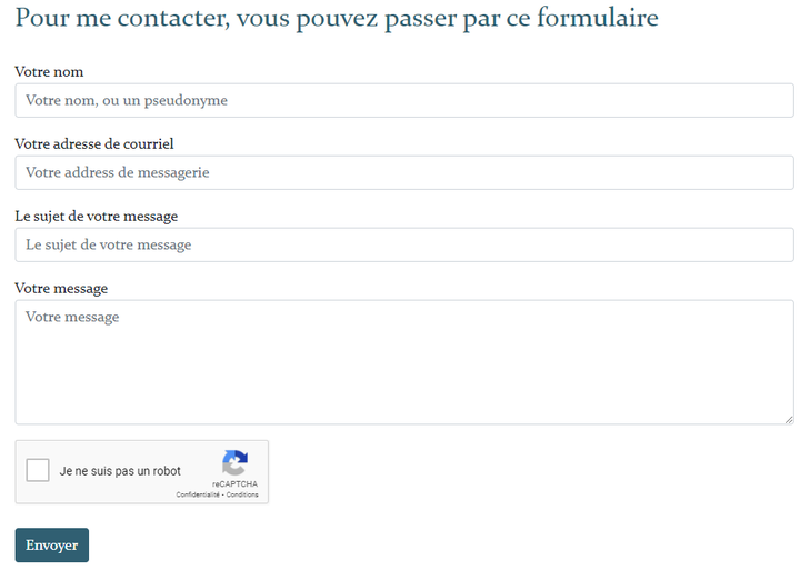 Figure 8 : Le formulaire de contact