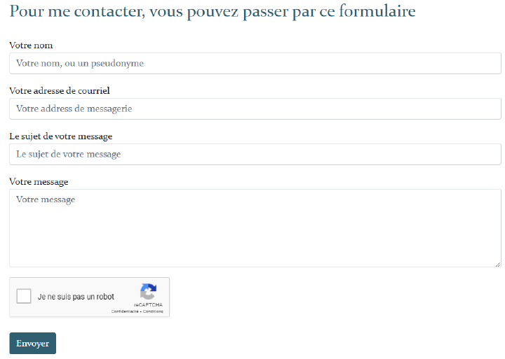 Figure 8 : Le formulaire de contact