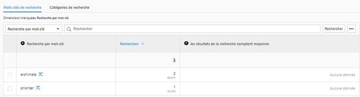 Figure 6 : Piwik Pro - Indication du nombre de recherches