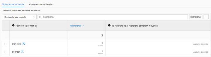 Figure 6 : Piwik Pro - Indication du nombre de recherches