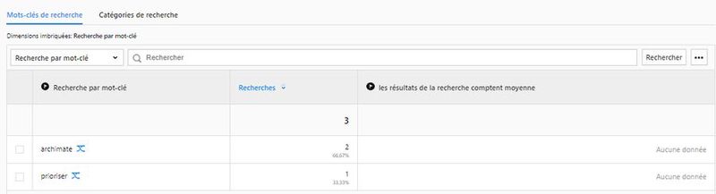 Figure 6 : Piwik Pro - Indication du nombre de recherches