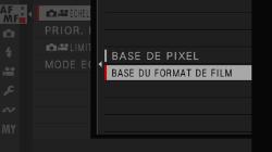 Figure 10 : Paramétrage de l'échelle de PdC, sélection mode Film Figure 10 : Paramétrage de l'échelle de PdC, sélection mode Film