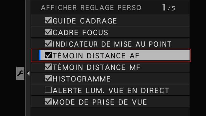 Figure 13 : Affichage de la PdC, en mode AF