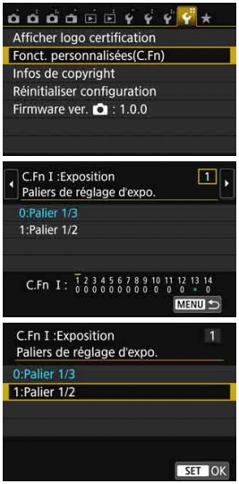 Figure 4: Configuration des paliers sur un boîtier Canon