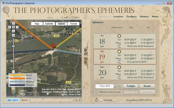 Position du soleil en journée